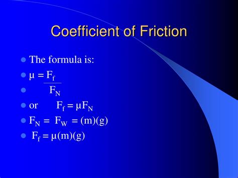 coefficient of friction formula